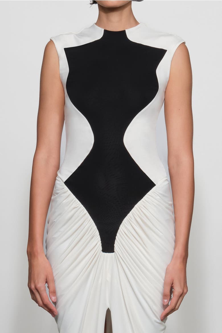 Dion Midi Dress, Alternate, color, Ivory/Black