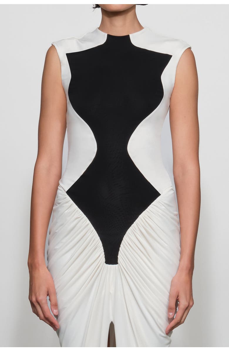 Et Ochs Dion Midi Dress, Alternate, color, Ivory/Black