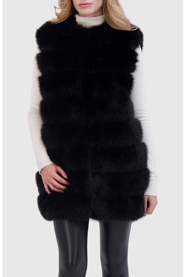 Fur-Free Fox (Faux Fur) Vest, Alternate, color, BLACK