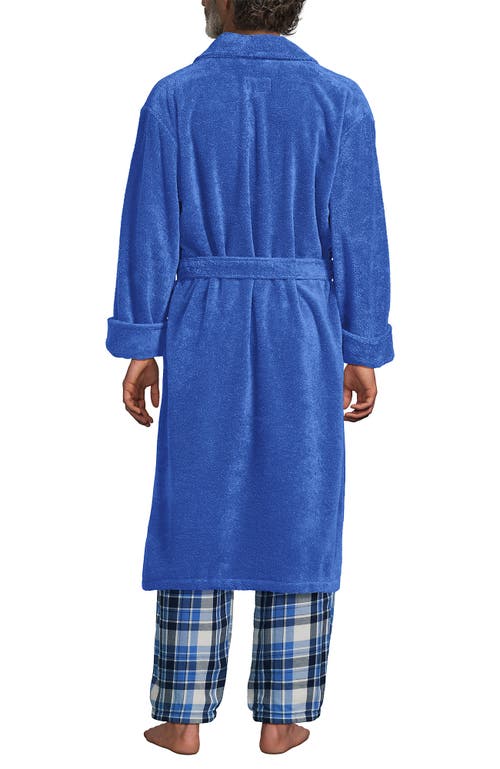 Lands' End Calf Length Turkish Terry Robe In Blue