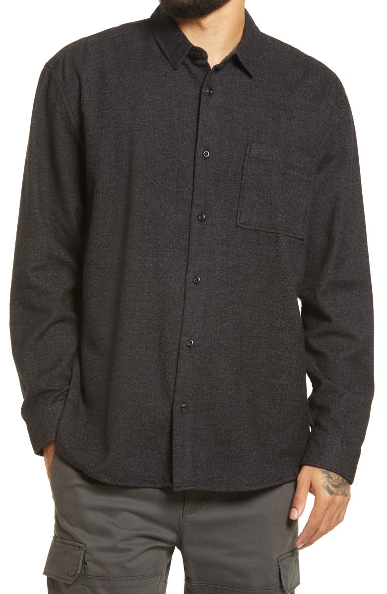 BP. Solid Flannel Button-Up Shirt, Main, color, 