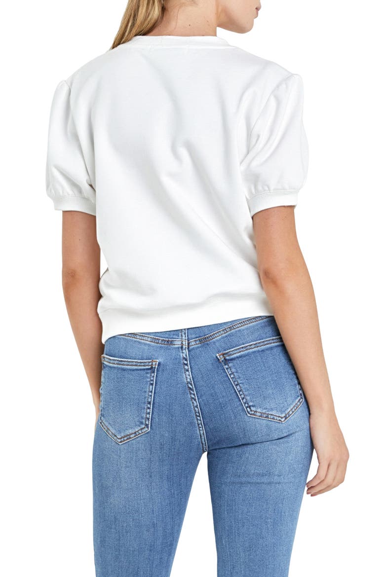 Short Sleeve French Terry Sweatshirt, Alternate, color, WHITE