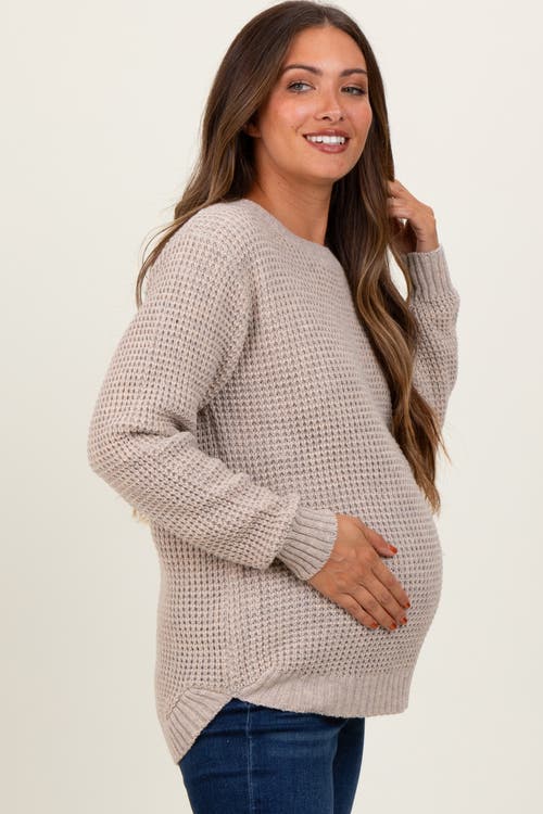 Pinkblush Waffle Knit Rounded Hem Sweater In Neutral