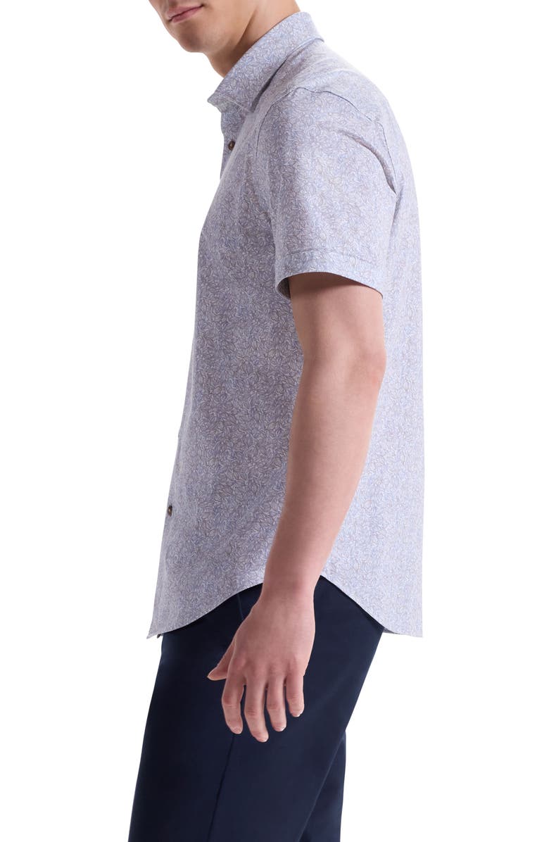 Bugatchi Miles OoohCotton<sup>®</sup> Short Sleeve Button-Up Shirt, Alternate, color, Cobblestone