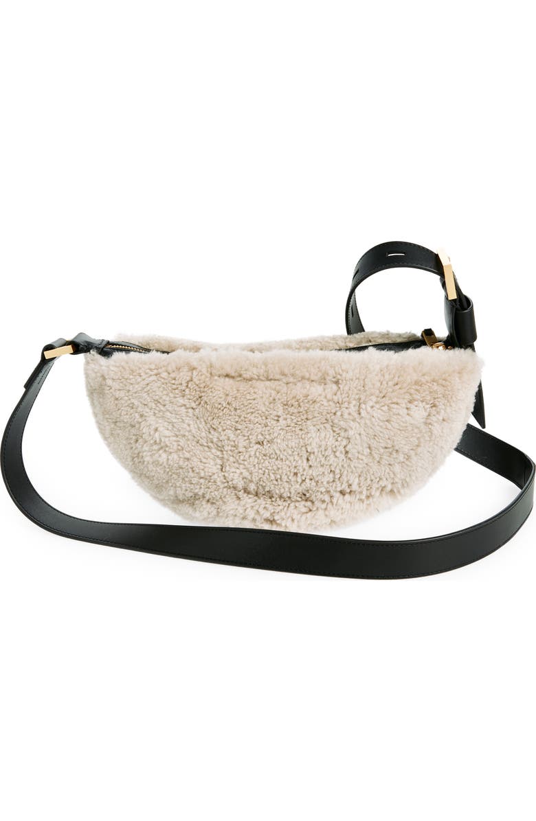 AllSaints Half Moon Genuine Shearling Crossbody, Alternate, color, Light Toffee Taupe