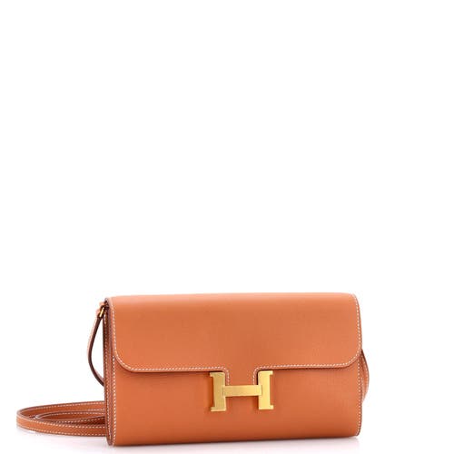 Pre-owned Hermes Hermes Constance To Go Wallet Evercolor In Brown