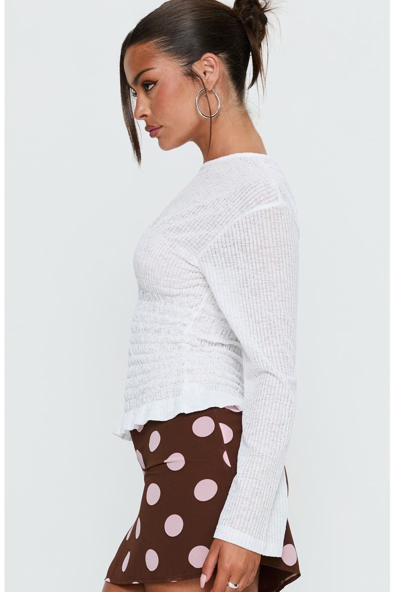Bradly Shirred Crewneck Top, Alternate, color, WHITE