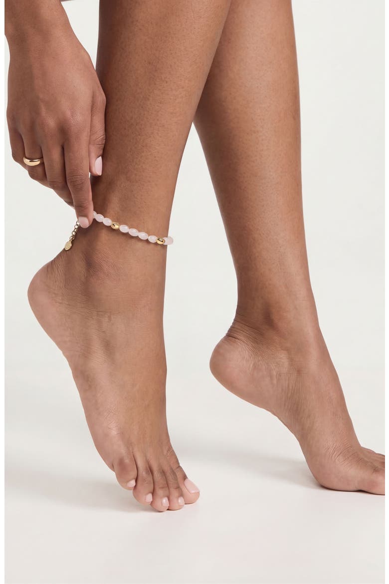 Freshwater Pearl Pebble Anklet, Alternate, color, ROSE QUARTZ
