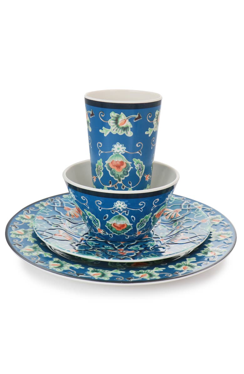 Gibson Home 16 Piece Tacoma Melamine Dinnerware Set, Alternate, color, Blue