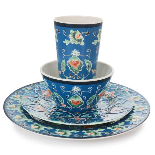 Gibson Home 16 Piece Tacoma Melamine Dinnerware Set In Blue