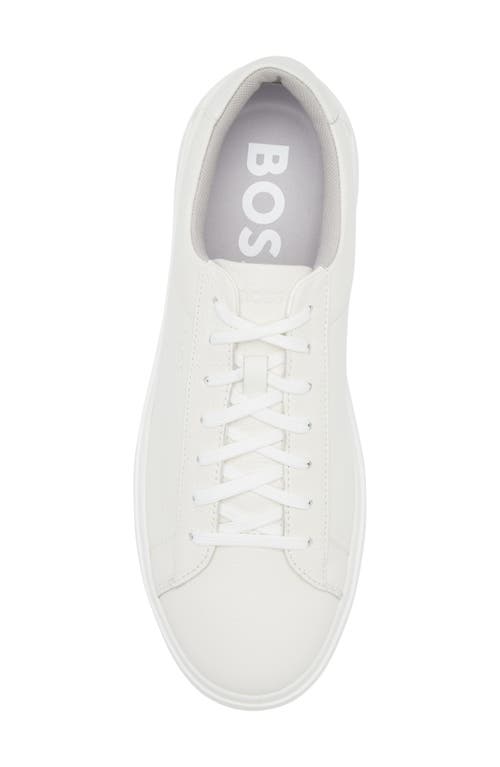 Hugo Boss Boss Grained Leather Sneaker In White