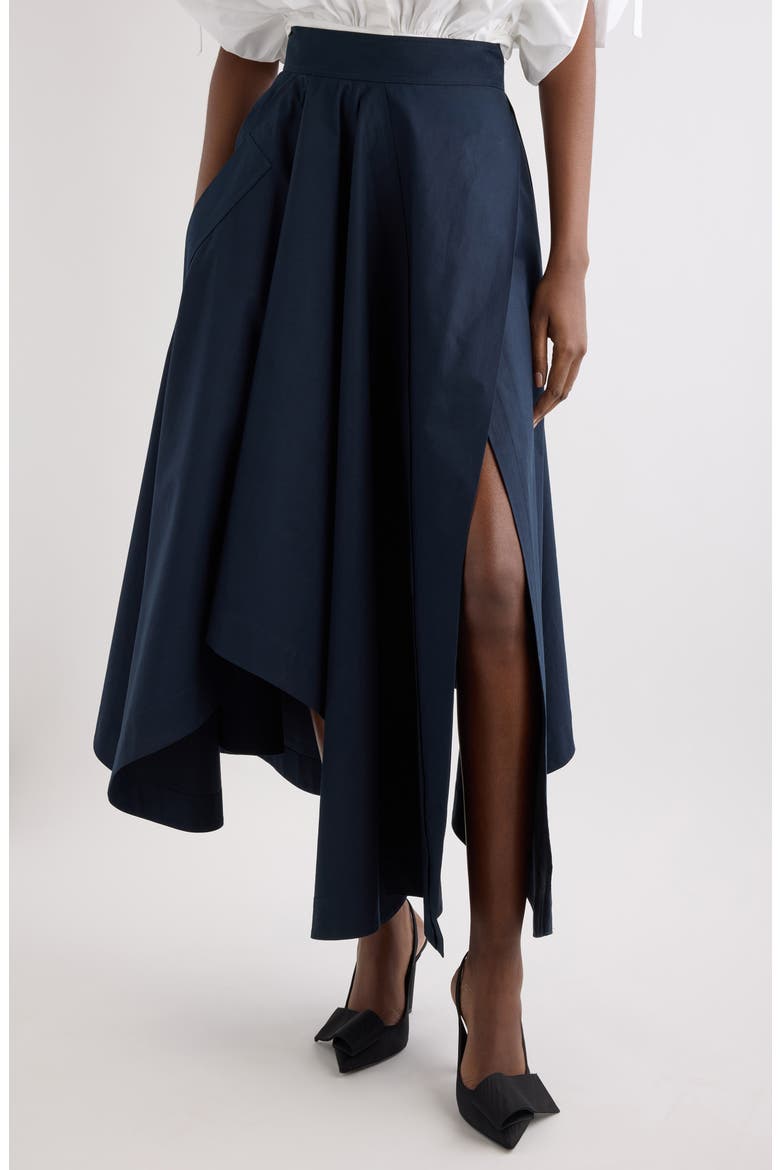 Asymmetric Cotton Skirt, Alternate, color, DARK BLUE