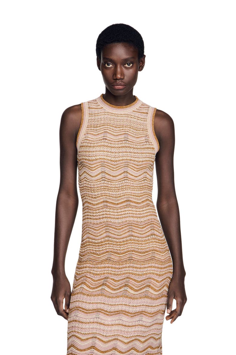 Fancy knit maxi dress, Alternate, color, Brown