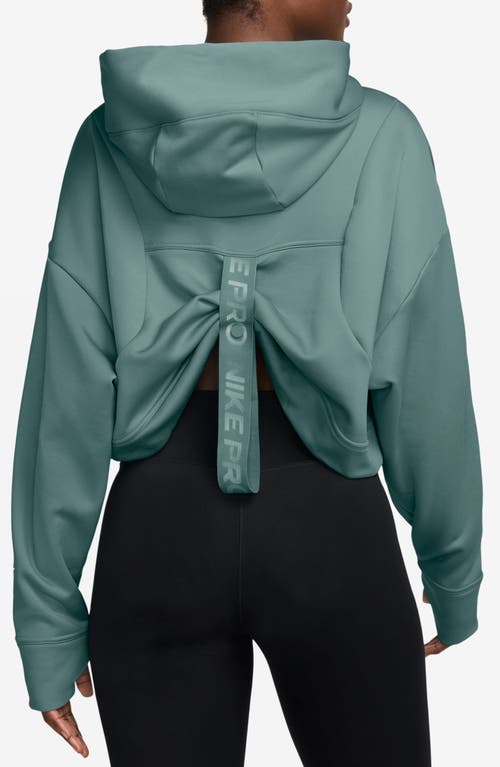 Nike Pro Therma-fit Crop Fleece Hoodie In Green