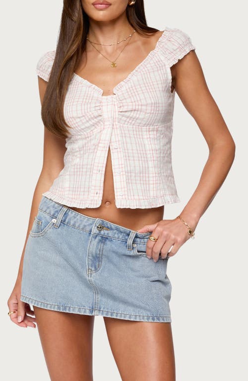 Edikted Dolsy Plaid Button-up Top In Neutral