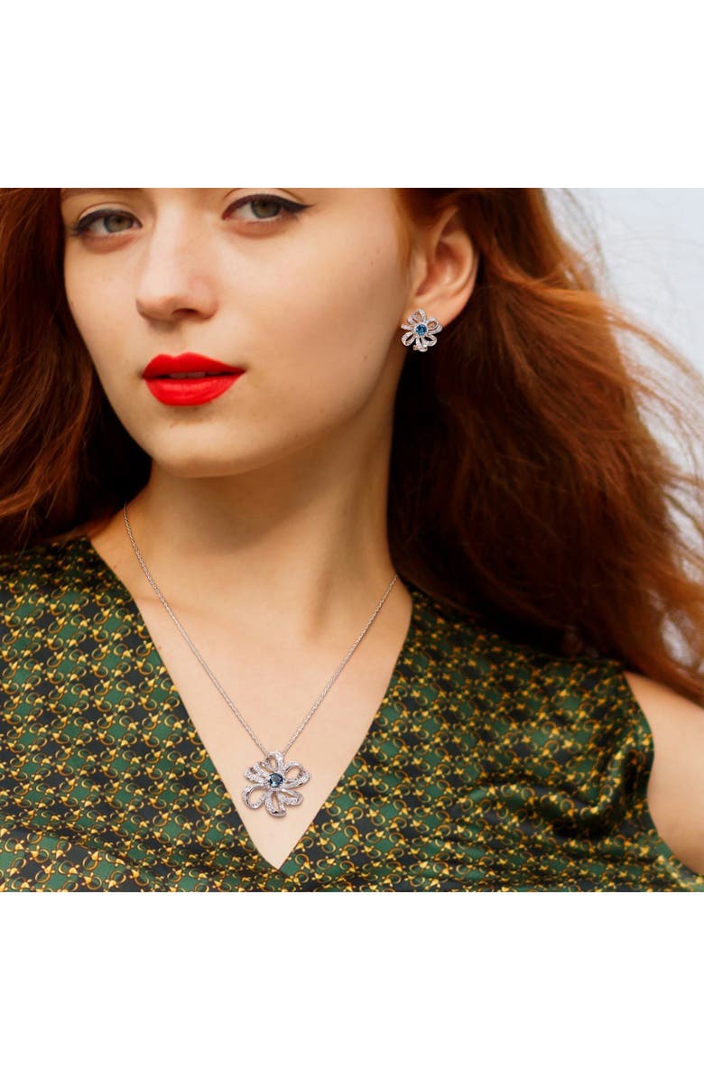 DELMAR London Blue Topaz & White Topaz Statement Stud Earrings, Alternate, color, Blue