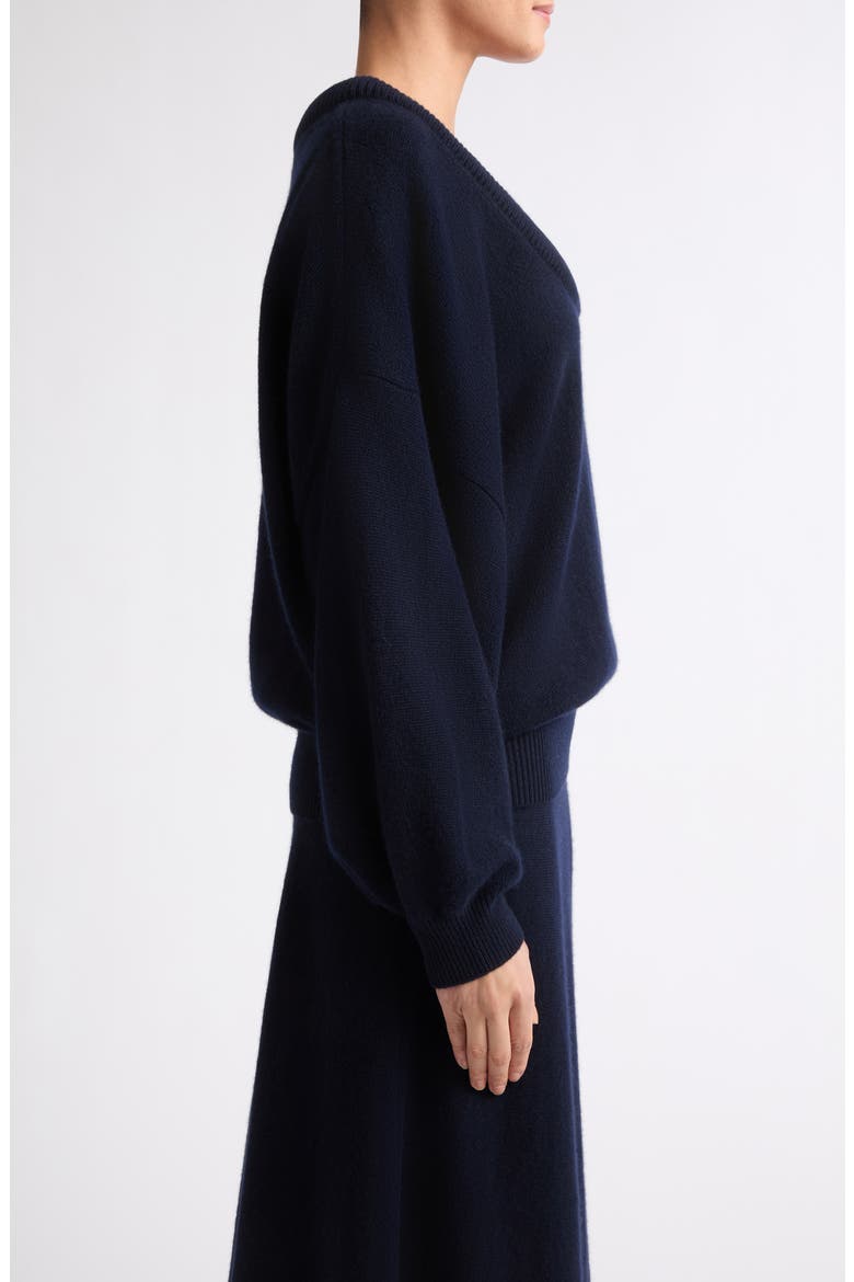 Doria Padded Scoop Neck Cashmere Sweater, Alternate, color, NAVY