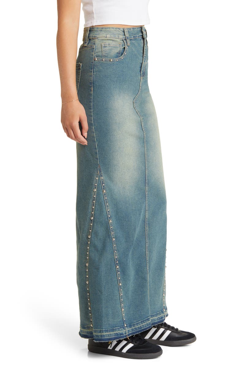 PTCL Studded Denim Mermaid Maxi Skirt, Alternate, color, 