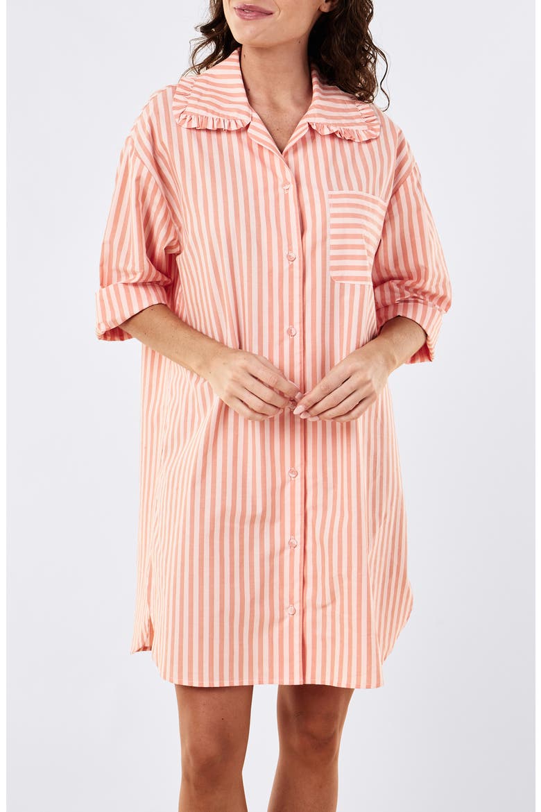 Butterscotch Stripe Cotton Nightshirt, Alternate, color, BUTTERSCOTCH