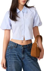 Steve Madden Reece Puff Sleeve Crop Shirt