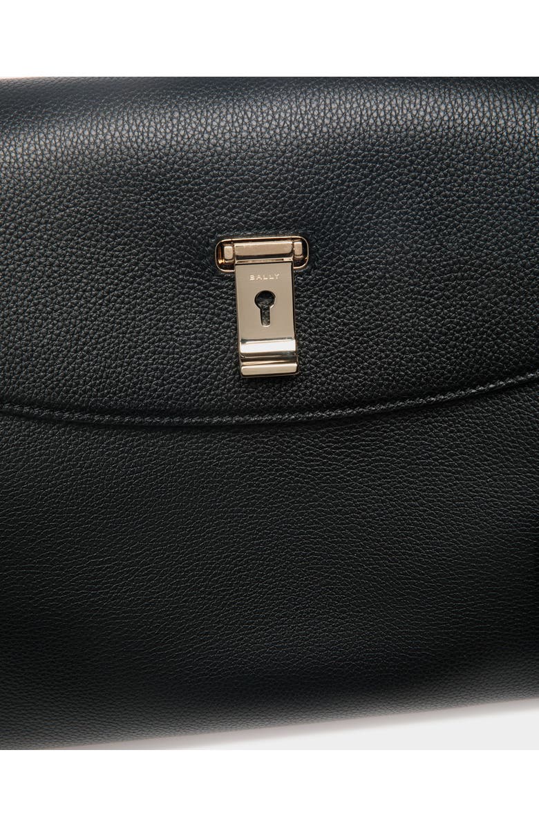 Bally Lock Me Top Handle Bag In Leather, Alternate, color, Black