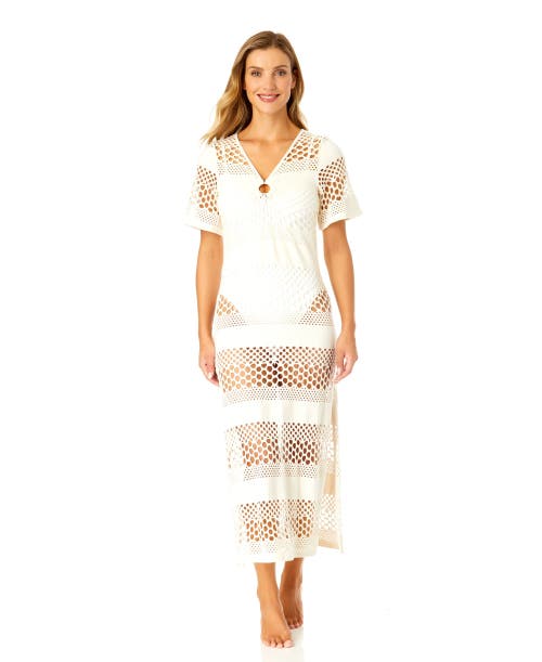 Anne Cole Long Maxi Dress With Side Slits Cover Up In Gardenia