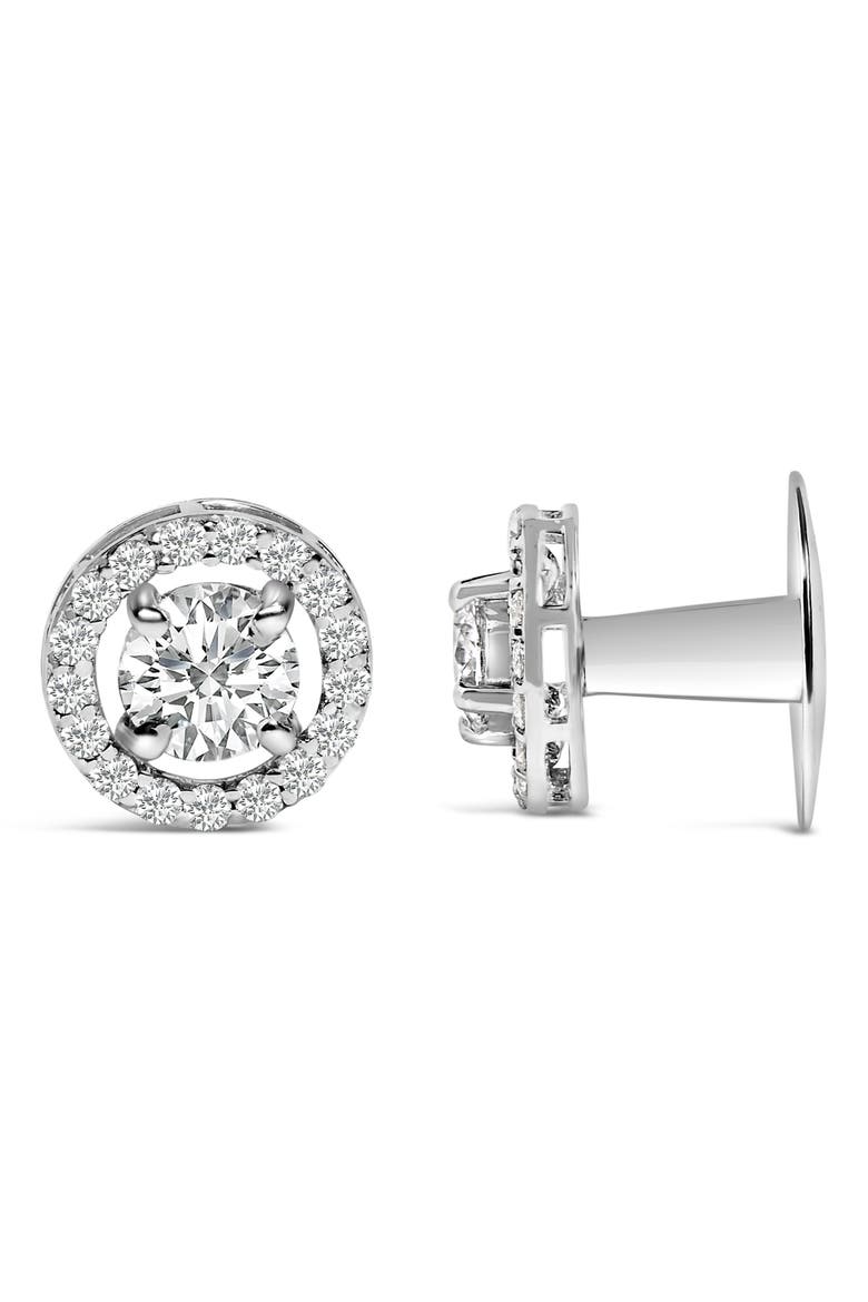 Men's 14K White Gold 1 3/4 Cttw Lab Grown Diamond Halo Cufflink, Alternate, color, White
