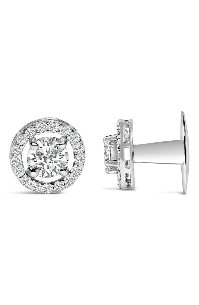 Haus of Brilliance Men's 14K White Gold 1 3/4 Cttw Lab Grown Diamond Halo Cufflink, Alternate, color, White