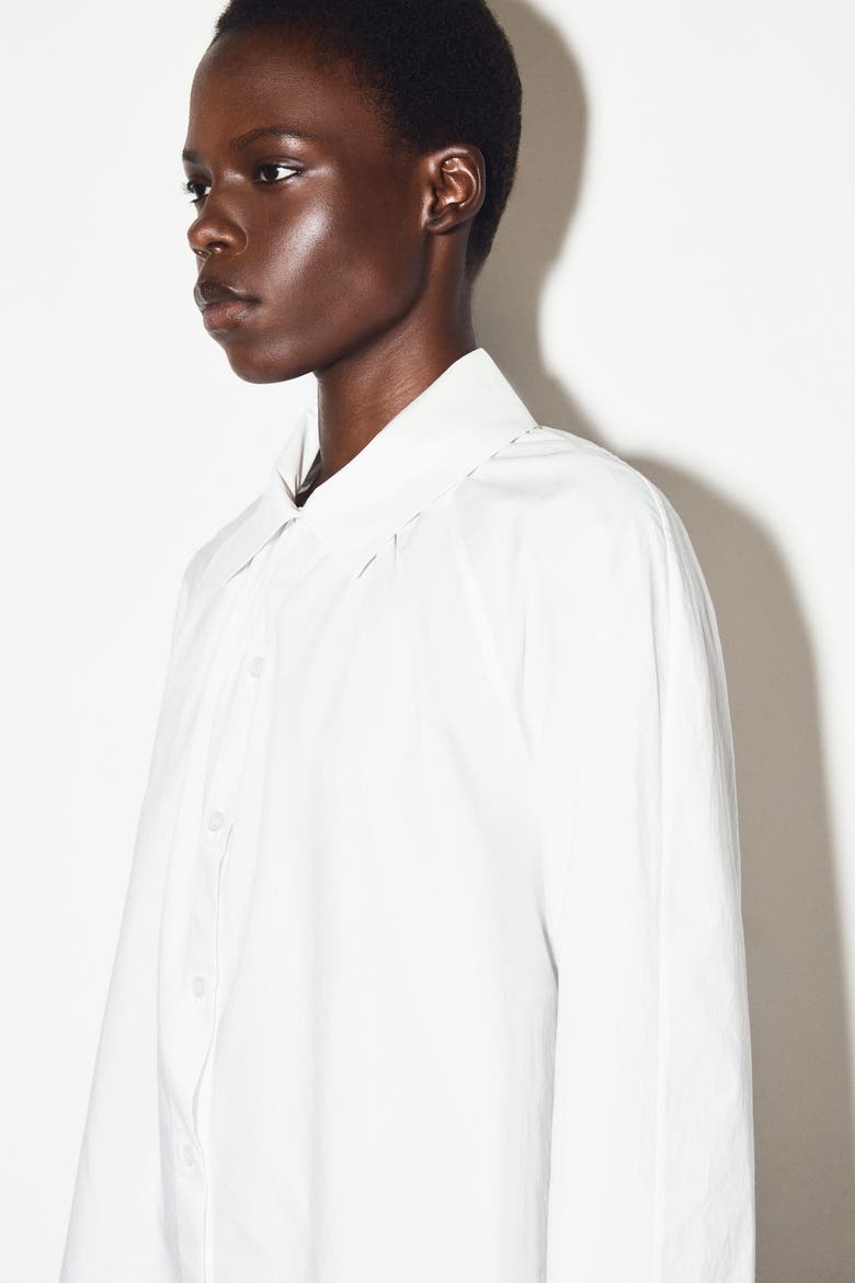 Gathered Pima Cotton Shirt, Alternate, color, WHITE