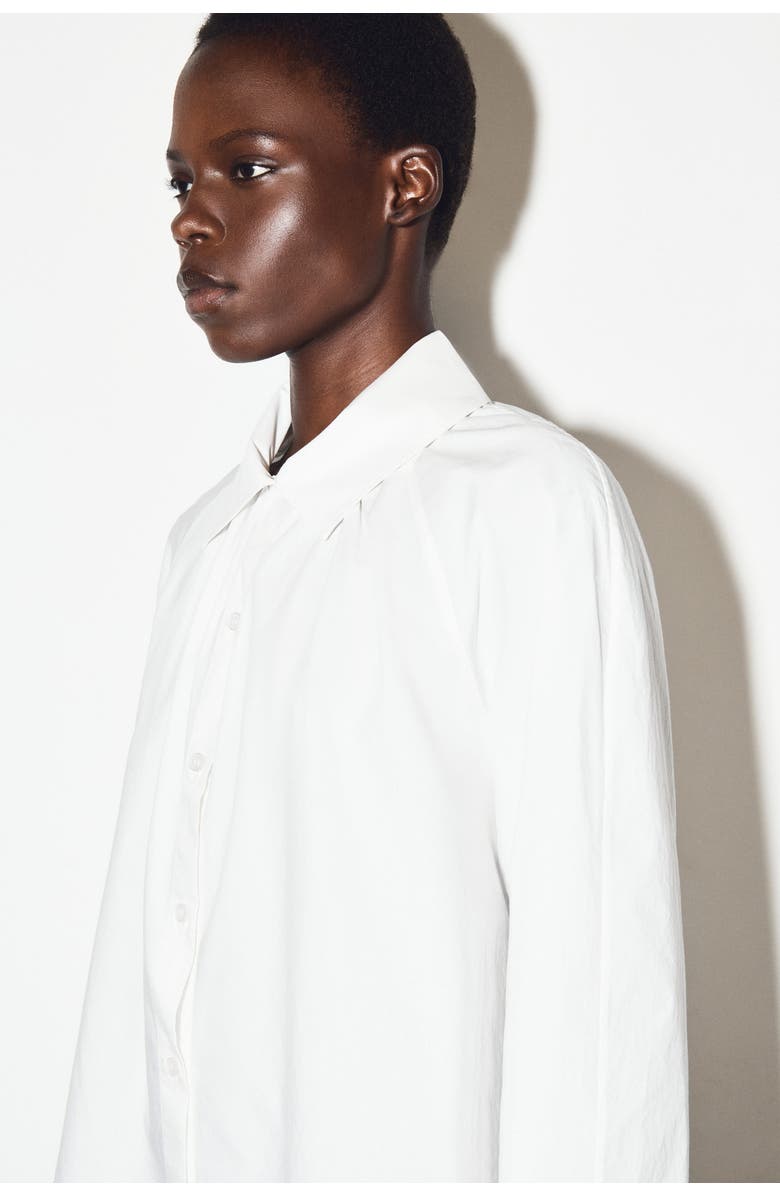 COS Gathered Pima Cotton Shirt, Alternate, color, White