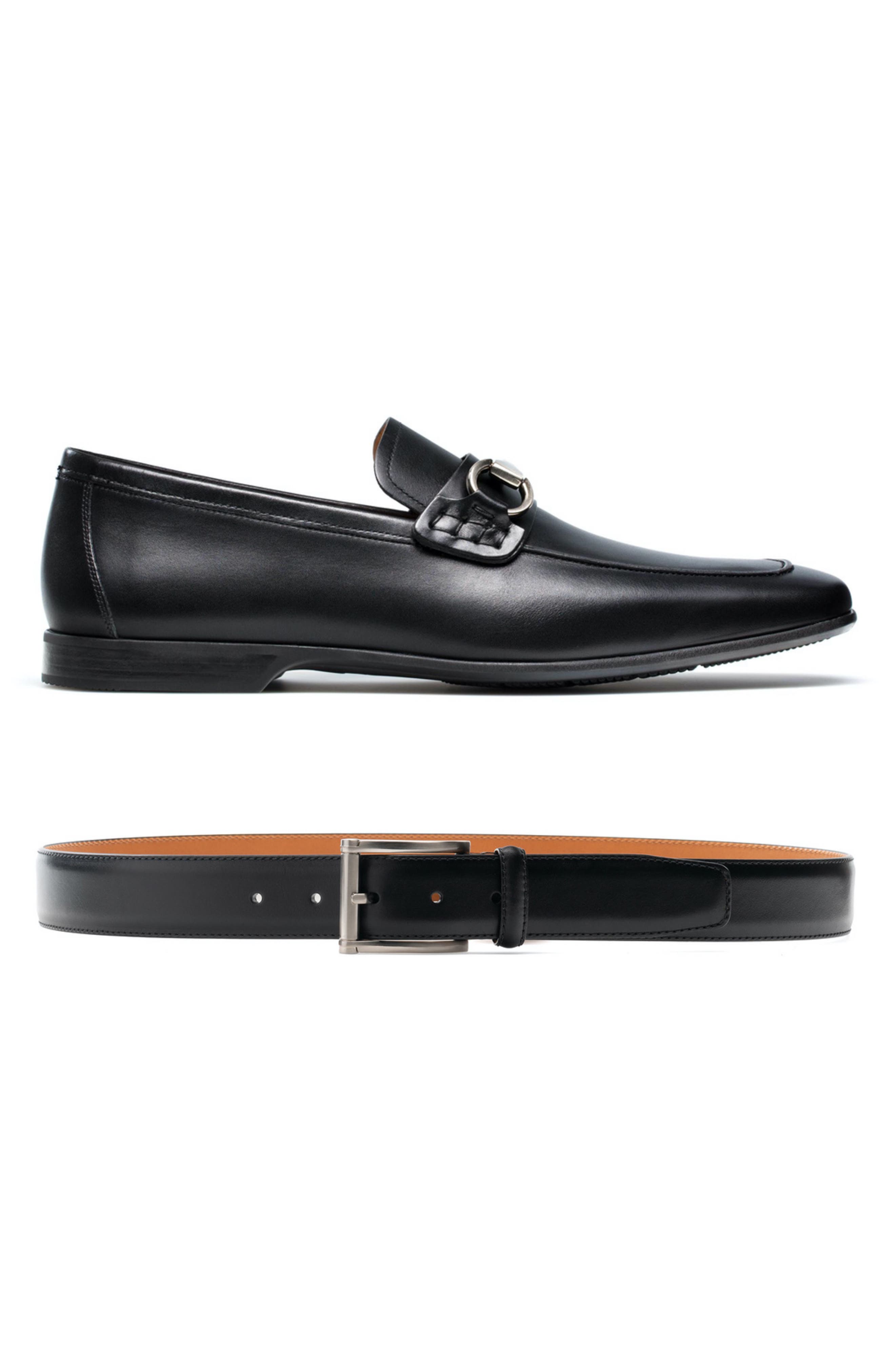 Magnanni Rafa II Apron Toe Bit Loafer, Alternate, color, Black Leather