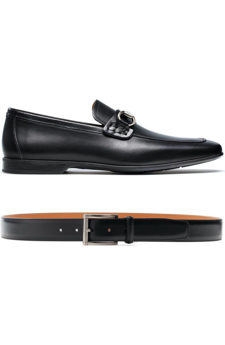 Magnanni Rafa II Apron Toe Bit Loafer, Alternate, color, Black Leather