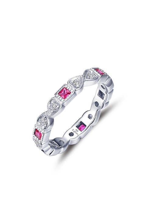 Simulated Diamond & Birthstone Band Ring