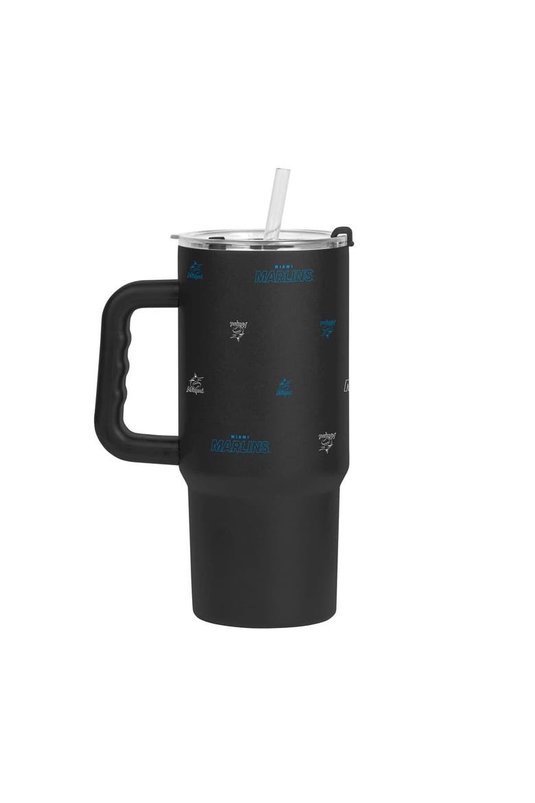 Miami Marlins 24oz. Step and Repeat Powder Coat Tumbler, Main, color, Black