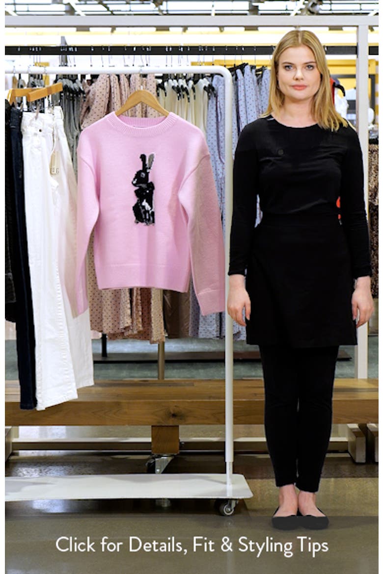 Embellished Intarsia Bunny Crewneck Sweater video