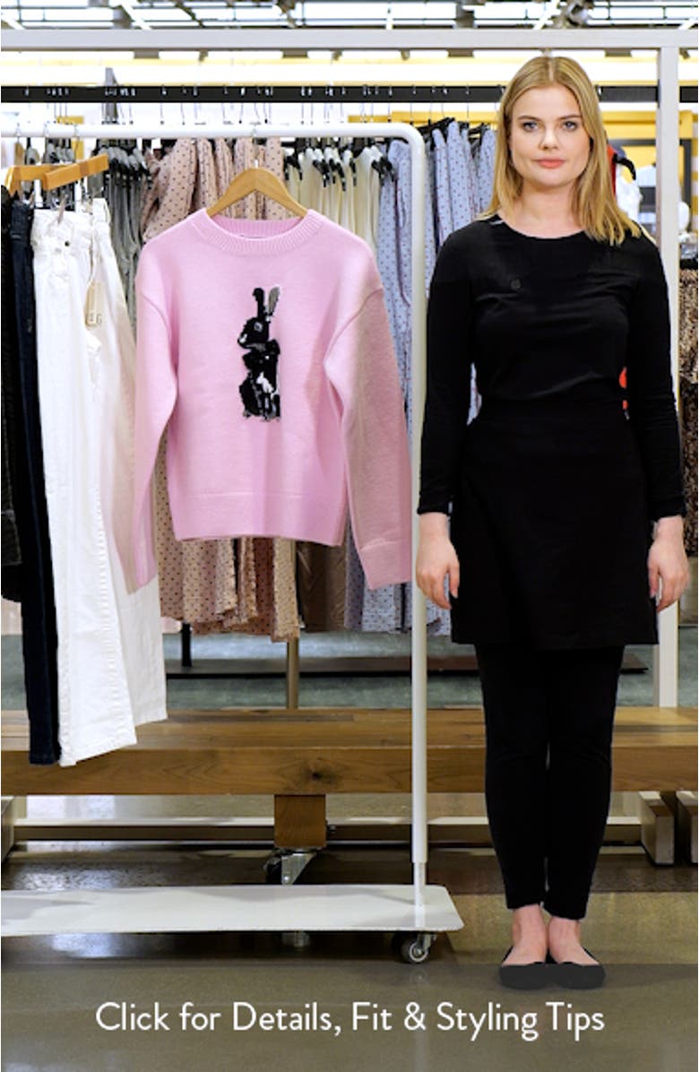 Embellished Intarsia Bunny Crewneck Sweater, sales video thumbnail