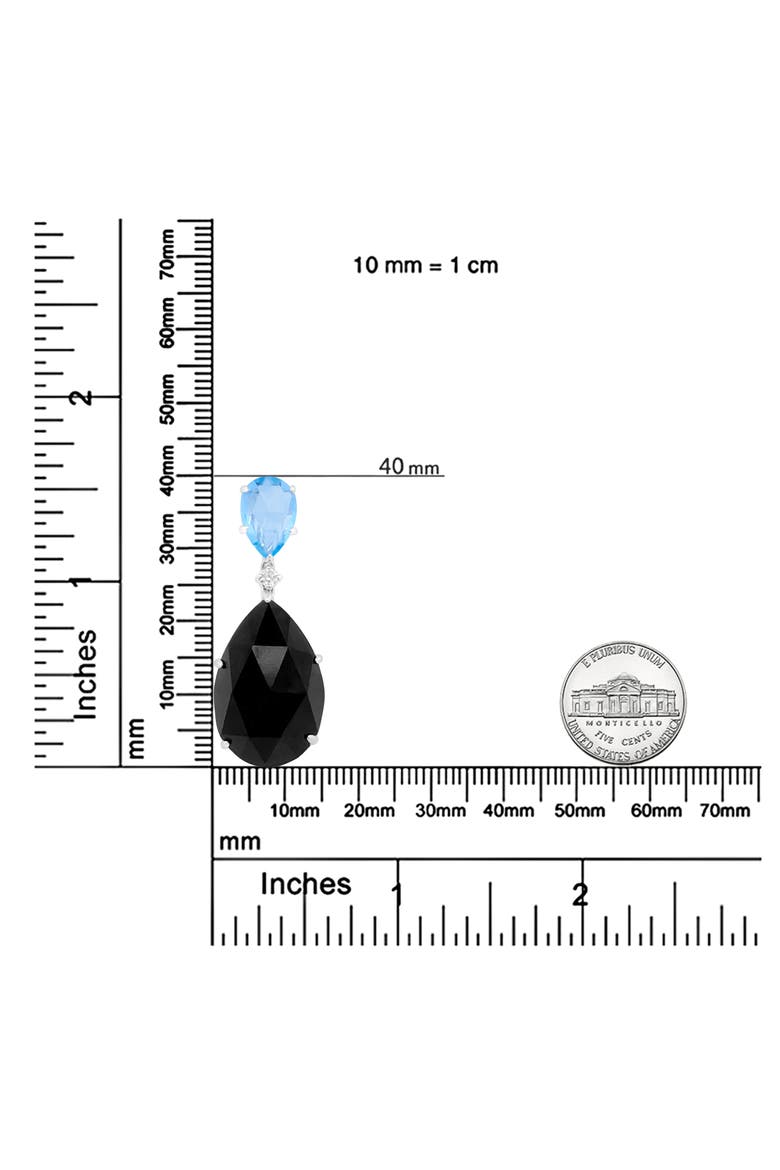 18K Gold Diamond Accent Topaz and Onyx Drop Pendant Necklace, Alternate, color, White