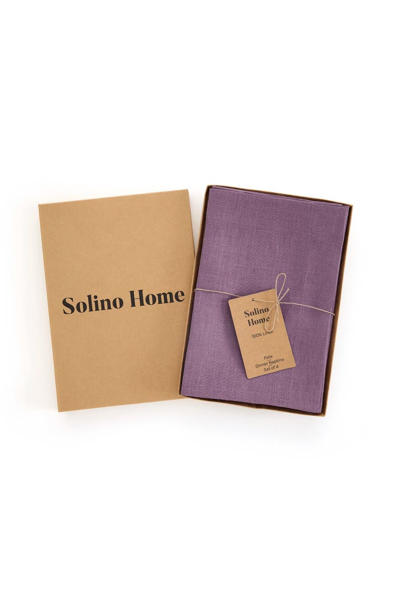 Linen Dinner Napkins Set of 4, 20 x 20" - Fete, Alternate, color, Mulberry