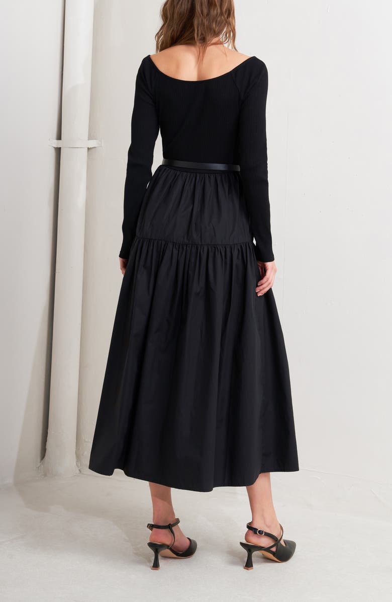 FREEMARKET Long Sleeve Midi Dress, Alternate, color, Black