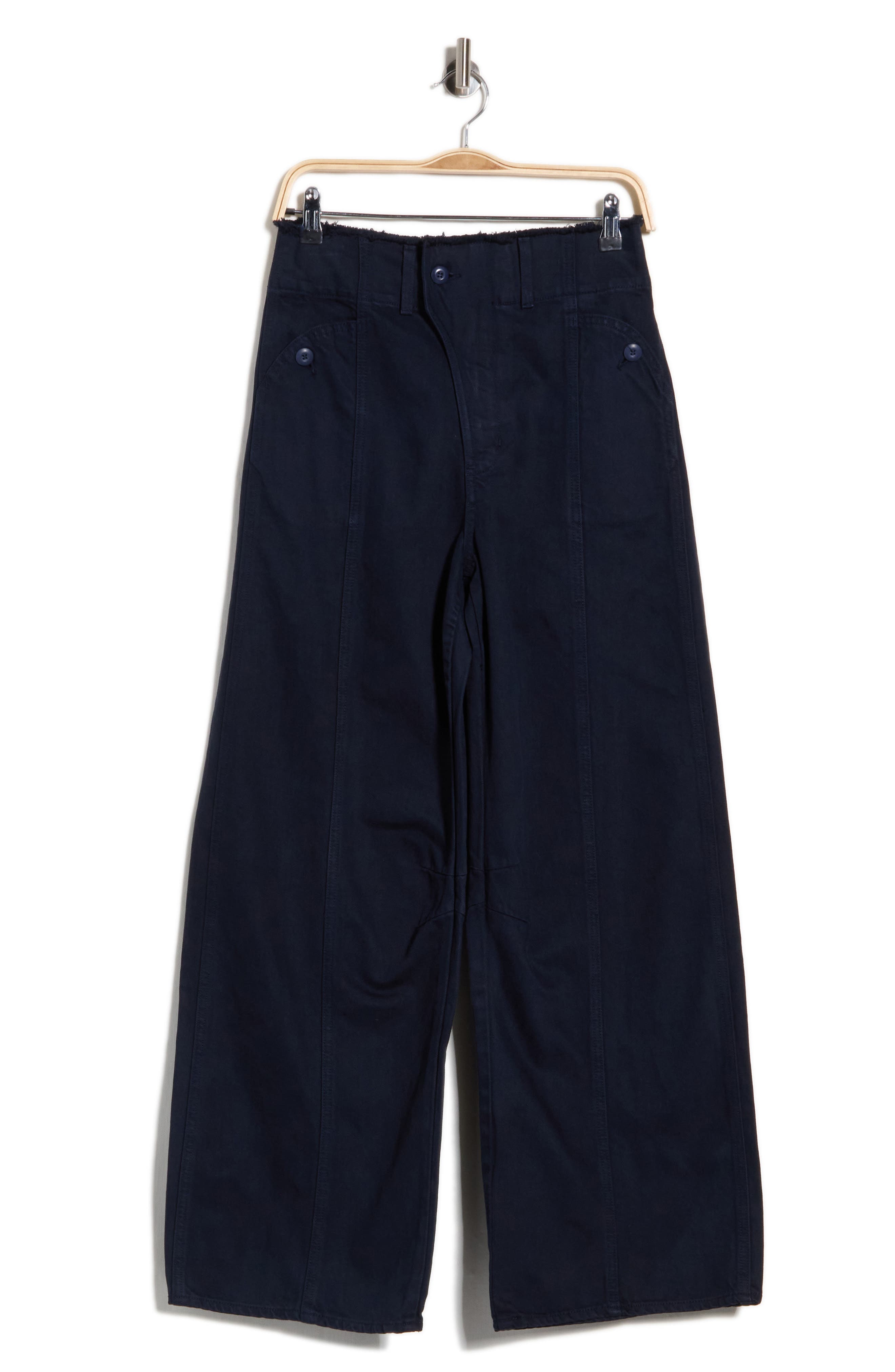 Lula Raw Waist Mid Rise Barrel Leg Jeans