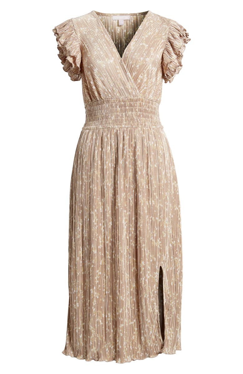 Chelsea28 Flutter Sleeve Plissé Midi Dress, Alternate, color, 