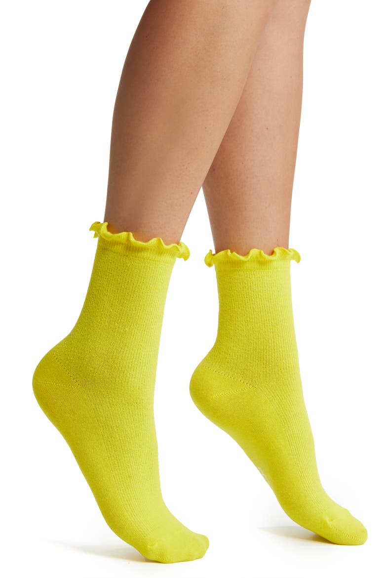 Karsyn Lettuce Edge Crew Socks, Main, color, FIREFLY