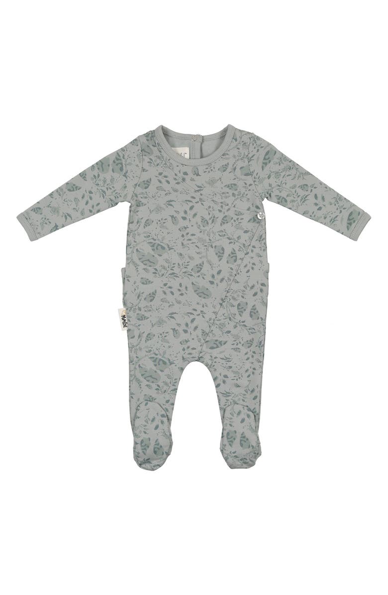 Manière Soft Vines Cotton Blend Footie, Main, color, Sky Blue