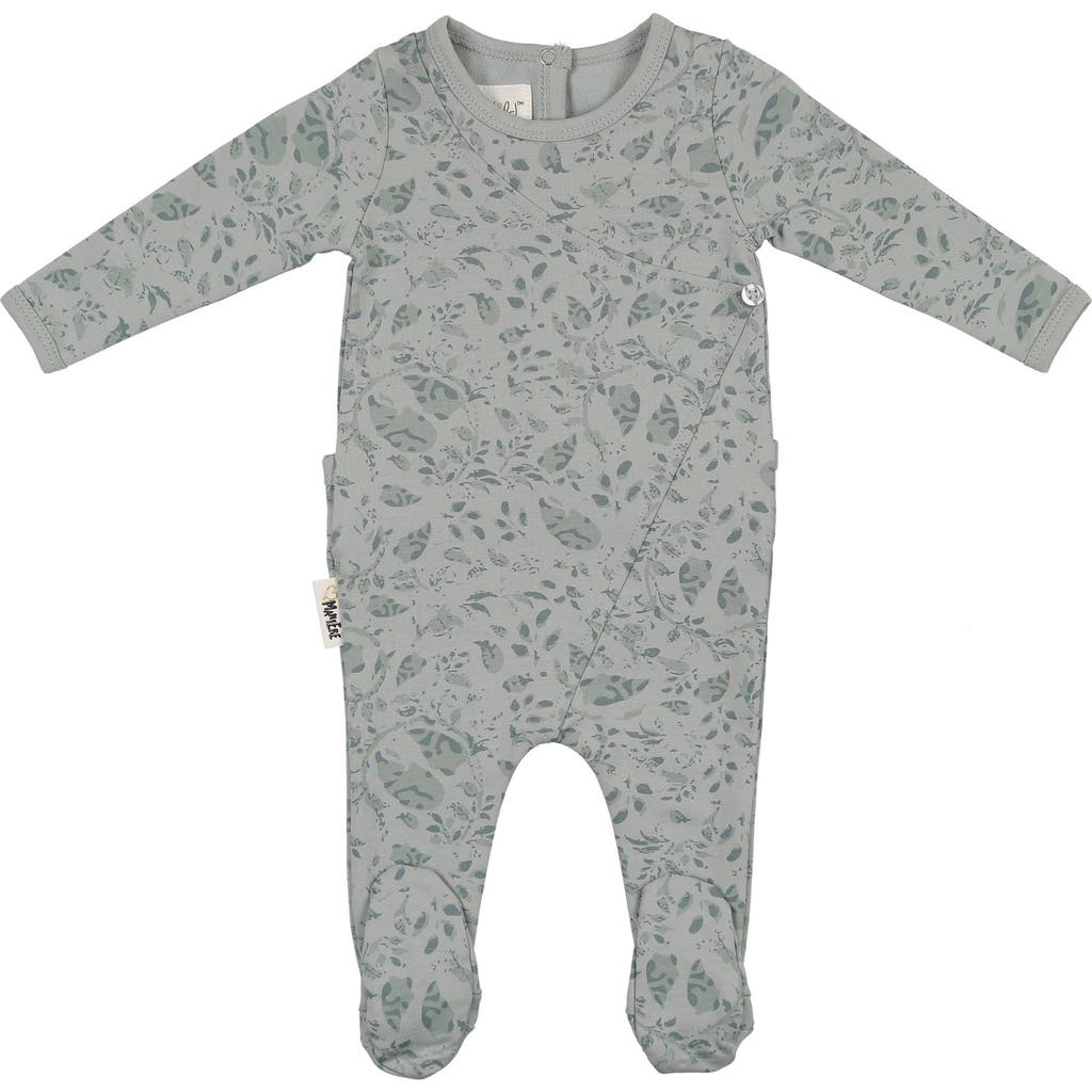 Maniere Manière Soft Vines Cotton Blend Footie In Gray