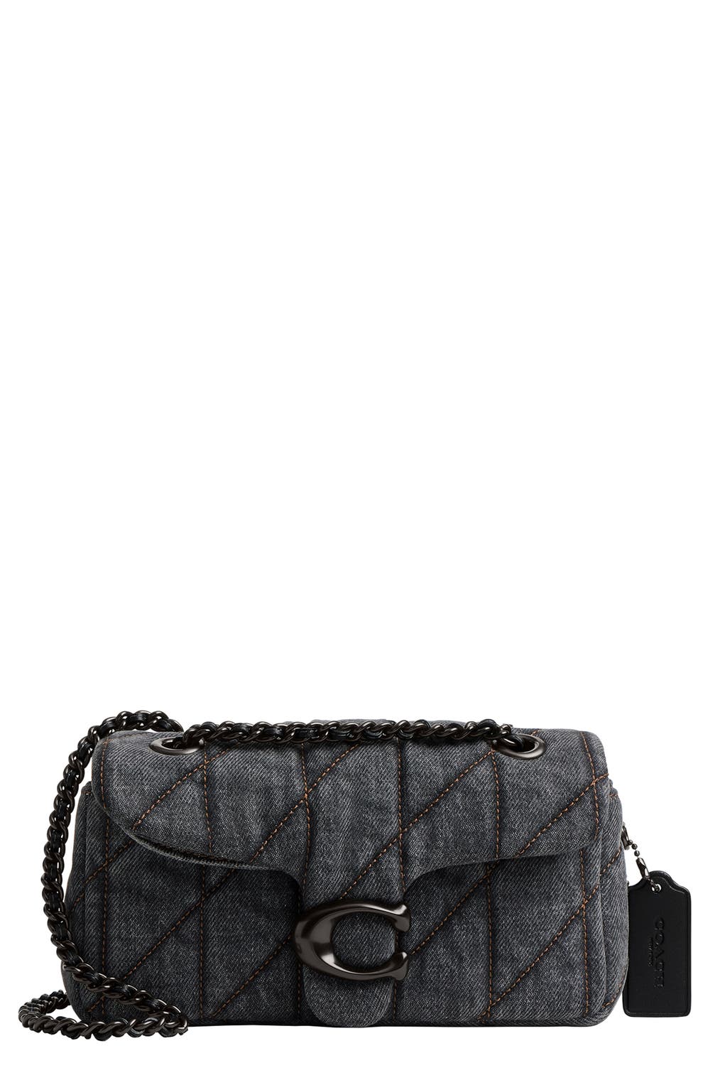Tabby 20 Quilted Denim Shoulder Bag, color, WASHED GREY