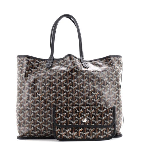 Pre-owned Goyard  Goyard Anjou Reversible Tote Coated Canvas Pm In Black