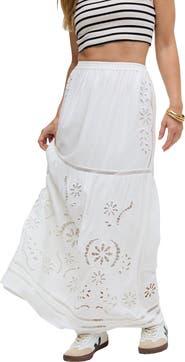 Raffya Georgina Lace Paneled Maxi Skirt