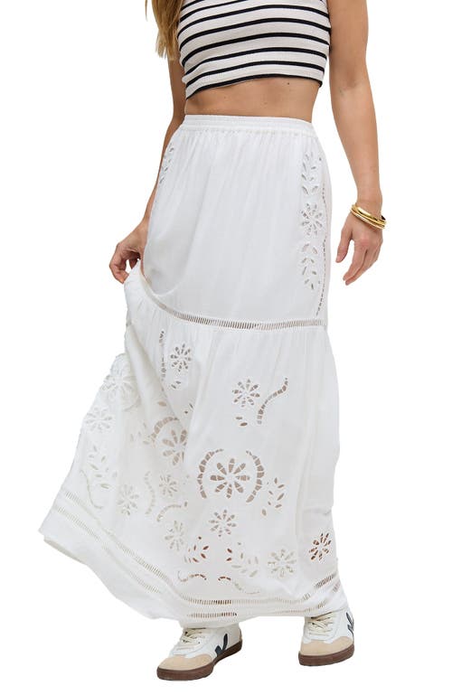 Raffya Georgina Lace Paneled Maxi Skirt In White