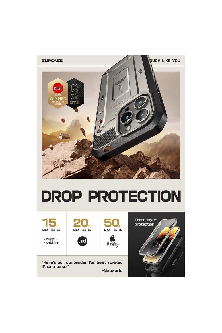 iPhone 15 Pro 6.1 inch Unicorn Beetle Pro Rugged Case, Alternate, color, Titanium Gray