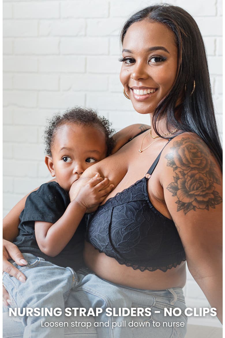 Riley Pumping & Nursing Lace Bralette, Alternate, color, Black